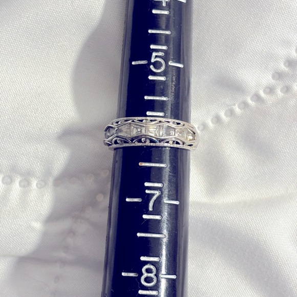Beautiful Tacori Diamonique baguette and round sterling eternity band size 6 - Picture 1 of 2